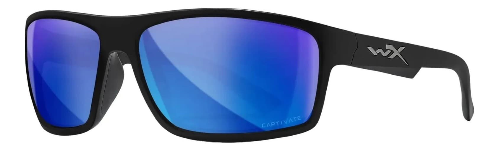 Wiley X Peak sunglasses in matte black with blue mirror lenses